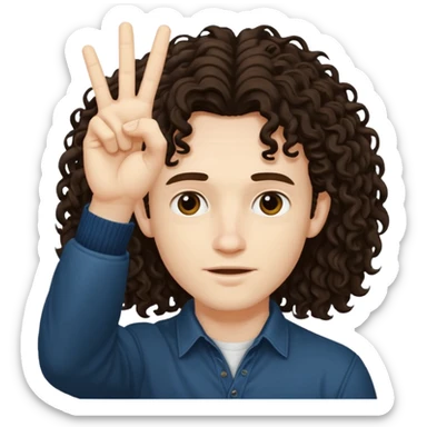 Eddie the freak from stranger things with his iconic hand sign like this "🤟" over his head sticker