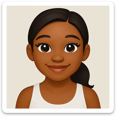 turn the second man in emoji style of the 1st image, match the facial features and match dressing style of the 2nd image, she is wearing white tank top lose sticker