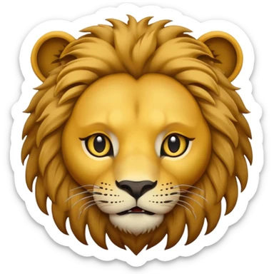 simple lion face emoji DOT eyes, only pupils,  solid black , no iris, no Sclera sticker
