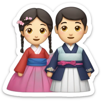 couple wearing hanbok sticker