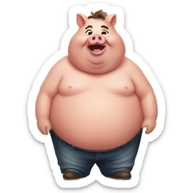 Fat piggy man sticker