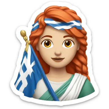 a red hair female on everest with Greek flag sticker