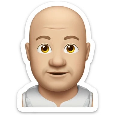 Fat guy almost bald shirtless skiing sticker