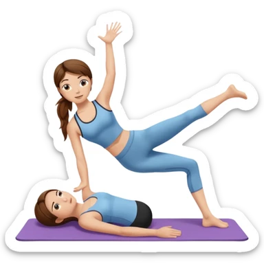 Pilates girl brown hair sticker