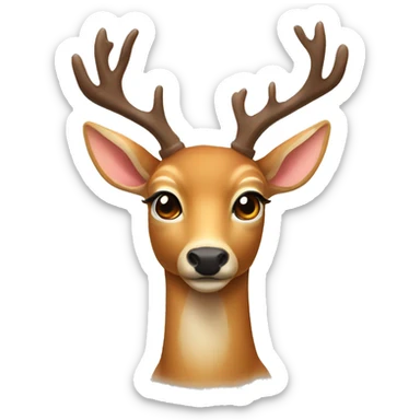 Deer with a little ribbon on the nose sticker
