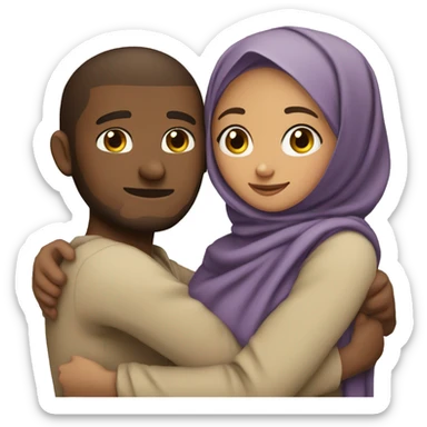 A brown skinned hijabi hugging a guy  sticker