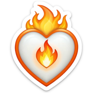 white heart with a flame sticker