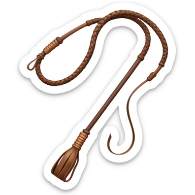 cowboy whip object icon, coiled leather whip, wooden handle, western style, 3D cartoon, mobile game icon style, centered, clean background, soft shadow, no text, no watermark
 sticker