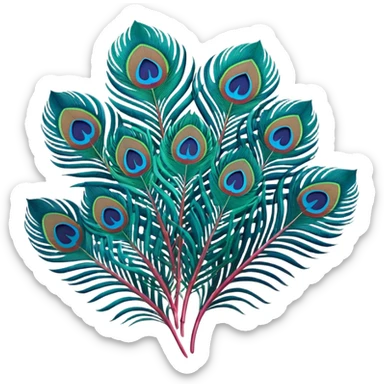 Futuristic, bold, colorful, highly detailed, isolated 3D render, handful of incredibly stunning, Peacock Begonia feathers, flat layout sticker