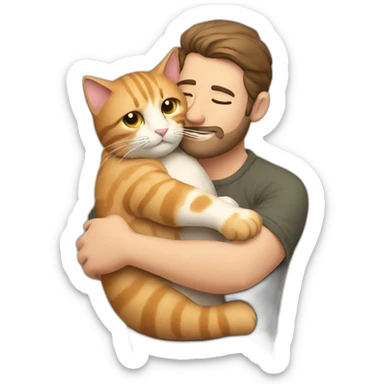 cats hugged man sticker
