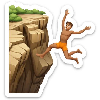 person jumping off a cliff sticker