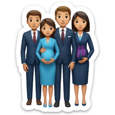 Ok keep this just change it a bit. Make them separate from each other so you know who who’s on the side and who’s on the dad side dad‘s family is standing next to him, wife family standing next to her. And T he wife is pregnant. sticker