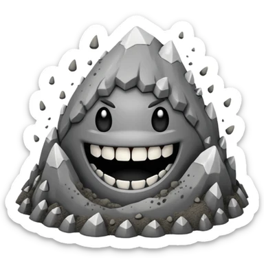 a pile of ash and dust with teeth sticker