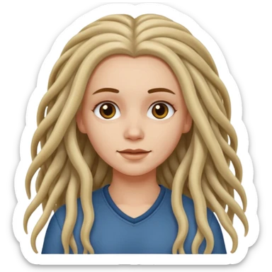 white girl, long wavy hair with just some dreadlocks  sticker