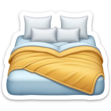 A comfortable bed with pillows and blanket sticker