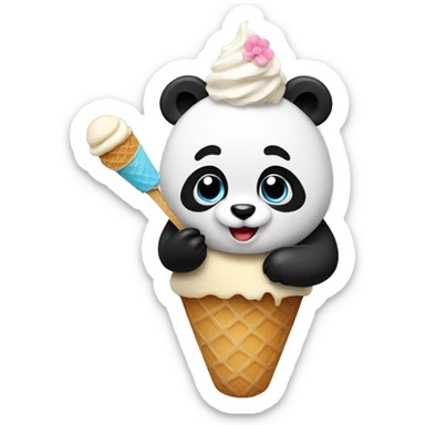 Panda eating ice cream sticker