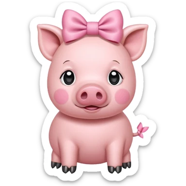 Pink pig with bow  sticker