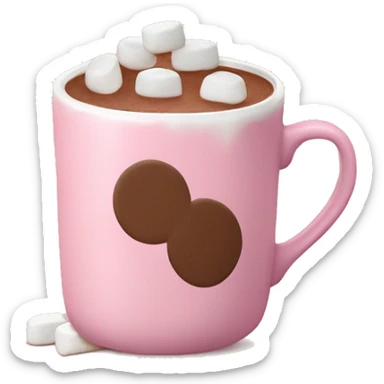 Light Pink mug of hot chocolate with marshmallows  sticker