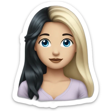 A girl with blue eyes and long black hair sticker