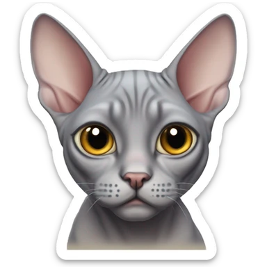 A very chubby, one-eyed gray sphynx cat sticker