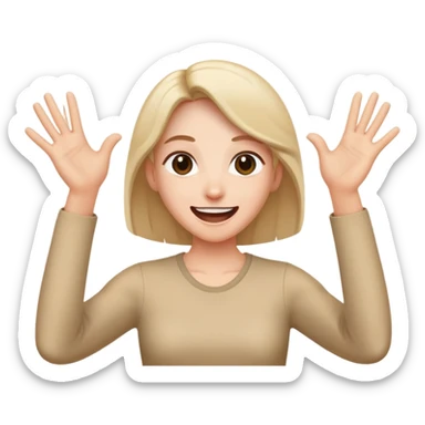 Very excited and happy and with hands like ‘yesss’ sticker