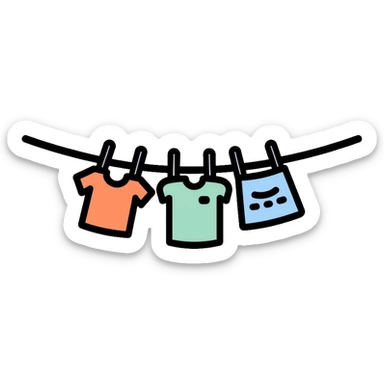 clothes hanging on laundry line sticker