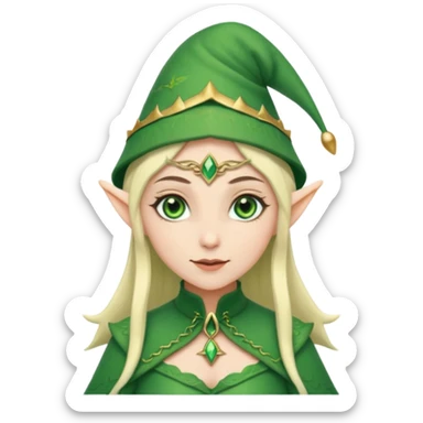 A female elf with a hat sticker