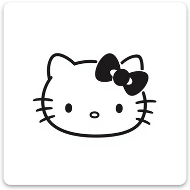 Hello Kitty hair pin, black doodle style, hand-drawn lines, playful and simple sticker