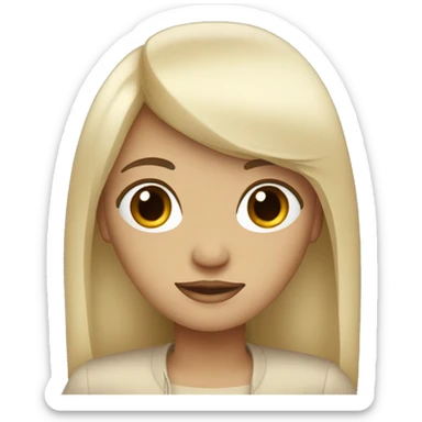 lady with long Black hair beige clothes and bangs sticker