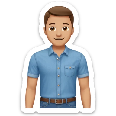 man in shirt with a light blue shirt and blue jeans standing sticker