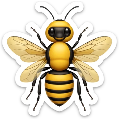 una abeja con cabeza de señor canoso viejo y robusto, el cuerpo de la abeja dejalo sin cambiar sticker