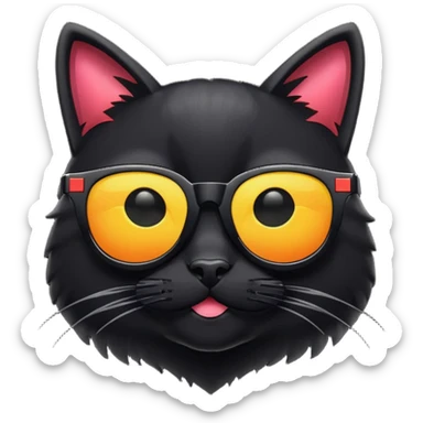 Black cat with pixel shades sticker