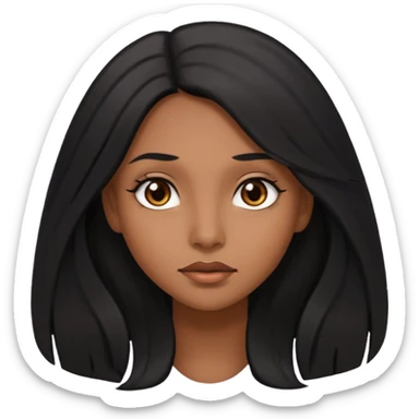pretty brown skin woman with long black hair and brown eyes with the side eye expression  sticker