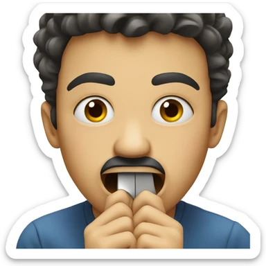 person biting nails in fear sticker