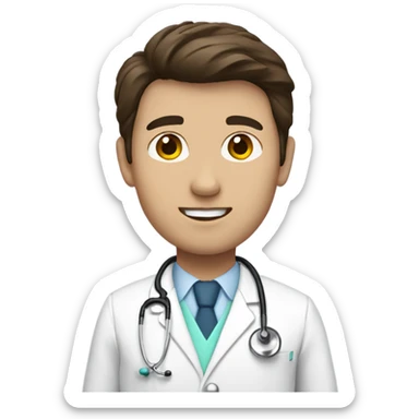 Brunette male doctor in white coat  sticker