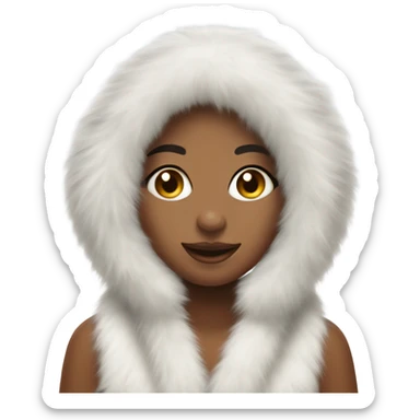 Girl in white big fluffy fur ear muffs sticker