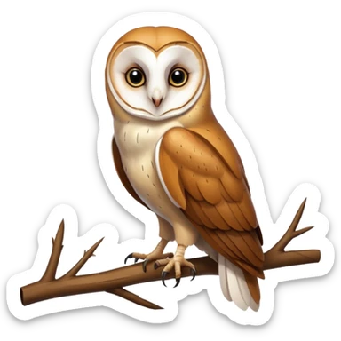 barn owl on branch sticker