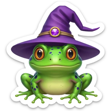frog wear purple wicth hat sticker