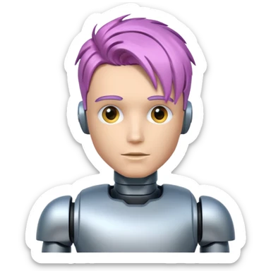 male robot with different color hair like 3rd picture, sticker