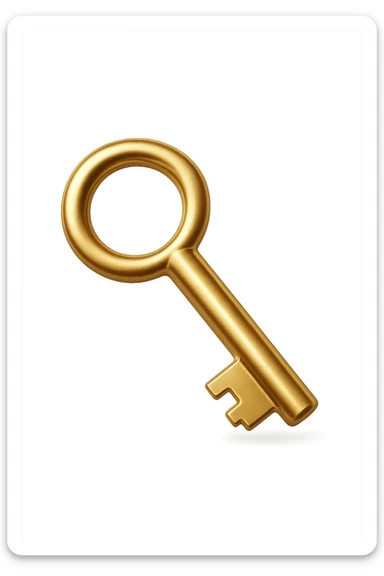 chiave semplice dorata in 3d, iperrealistica in 3d sticker