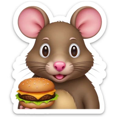 A rat eating a cheeseburger  sticker