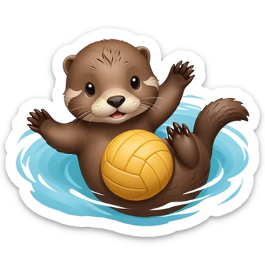 adorable otter floating on its back on water holding a volleyball on its tummy sticker