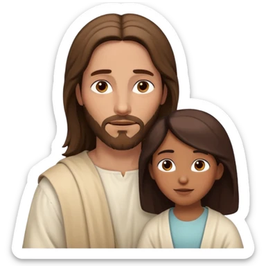 Jesus animado con una mujer ayudándola, variadas sticker
