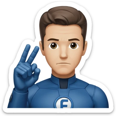 Reed Richard’s from the Fantastic 4 holding up 4 fingers thumb down out in front of himself  sticker