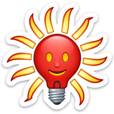 Rayos, electricidad, centellas con expresiones de alegría color rojo sticker