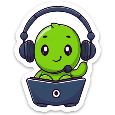 cute green pea wearing headphones sticker