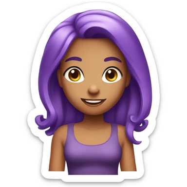 Purple hair girl tan sassy girl sticker