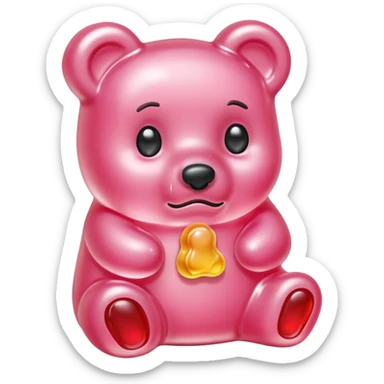 Sad light pink Gummy bear melting into ground sticker