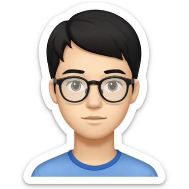 Hombre de 17 años con cabello algo largo negro y lentes  sticker