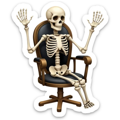 skeleton sitting in a chair sticker